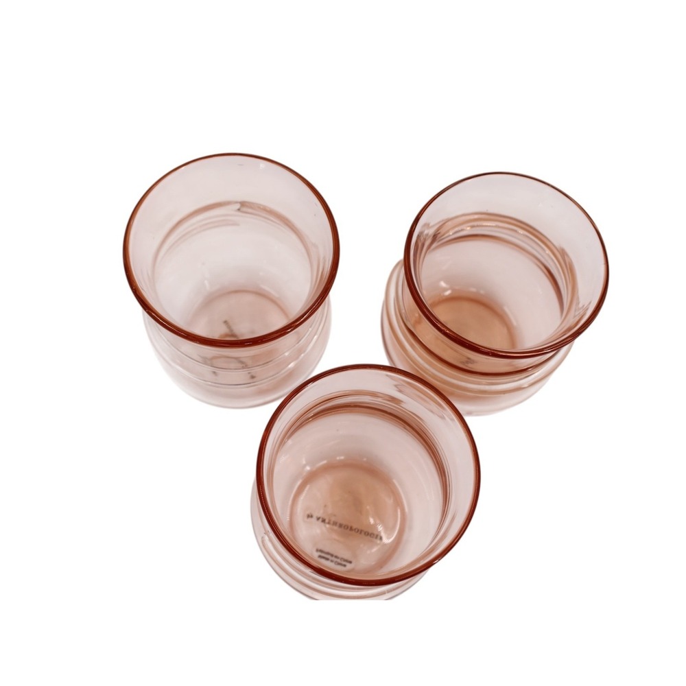 Anthropologie Artois Swirl Glass Tumbler set of 3 Pink Peach Hand Blown - Picture 2 of 5
